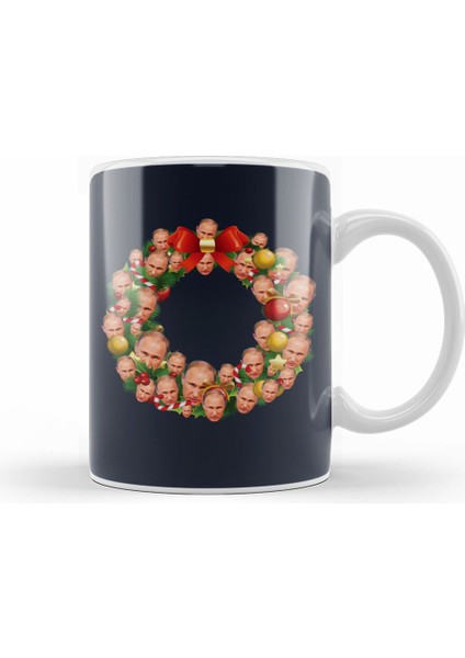 Vladimir Putin Multiface Christmas Wreath Kupa Bardak Porselen