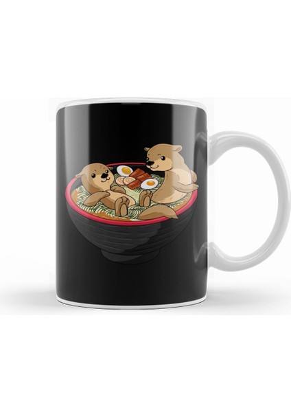 Kawaii Otter Japanese Ramen Noodles Soup Otter Lover Kupa Bardak Porselen