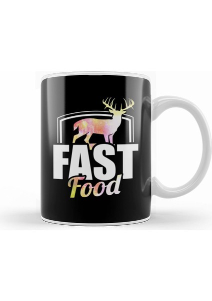 Cute & Funny Fast Food Buck Hunting Deer Hunter Kupa Bardak Porselen