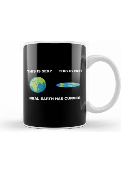 Real Earth Has Curves Flat Earth Kupa Bardak Porselen
