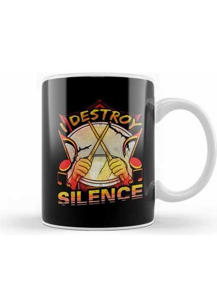 I Destroy Silence Drumming Musician Kupa Bardak Porselen