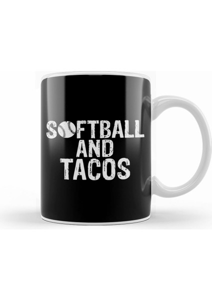 Cute Softball And Tacos Softball Players Kupa Bardak Porselen
