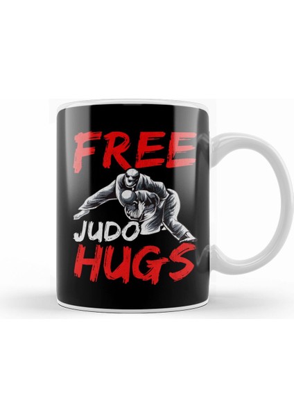 Funny Free Judo Hugs Mma Mixed Martial Arts Pun Kupa Bardak Porselen