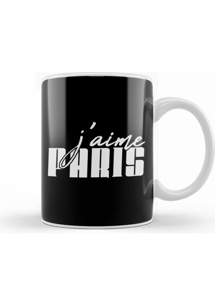 French Slogan J'aime Paris Kupa Bardak Porselen