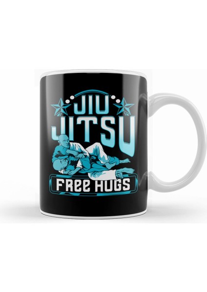 Funny Jiu Jitsu Free Hugs Pun Bjj Martial Arts Kupa Bardak Porselen