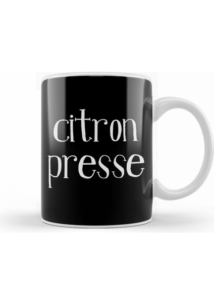 French Slogan Citron Presse Kupa Bardak Porselen