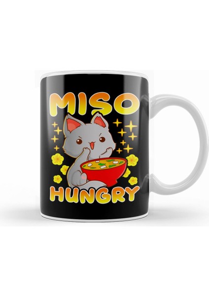 Cute Anime Cat Kitty Miso Hungry Pun Kawaii Kupa Bardak Porselen