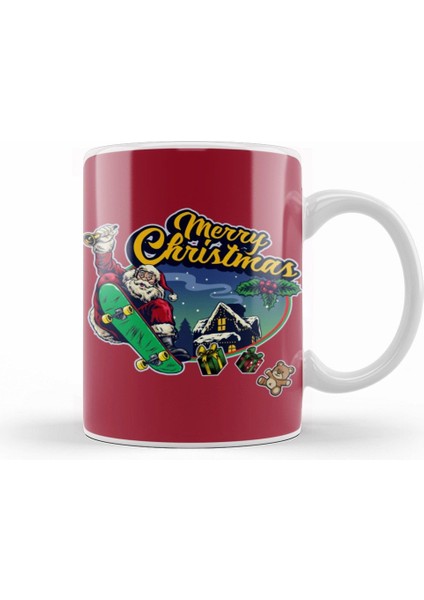 Yılbaşı Yeni Yıl Konseptli Merry Christmas 022 Kupa Bardak Porselen