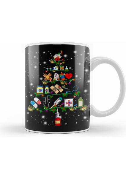 Yılbaşı Yeni Yıl Konseptli Merry Christmas 02 Kupa Bardak Porselen