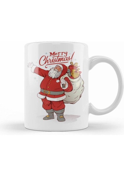 Yılbaşı Yeni Yıl Konseptli Merry Christmas Santa Noel Baba Kupa Bardak Porselen