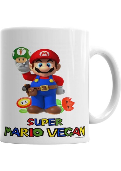 Super Mario Vegan Kupa Bardak Porselen