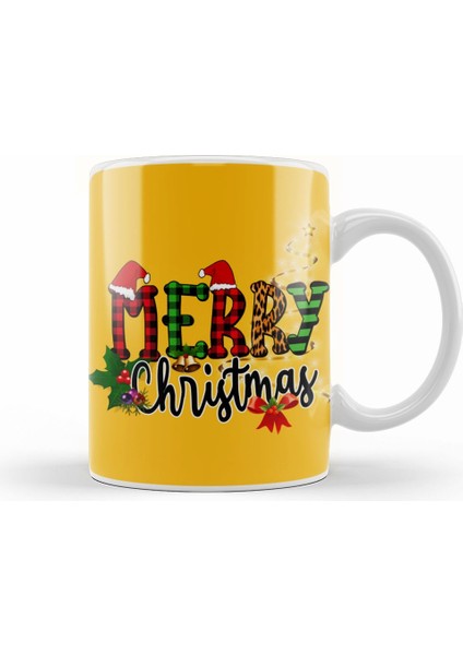Yılbaşı Yeni Yıl Konseptli Merry Christmas 025 Kupa Bardak Porselen