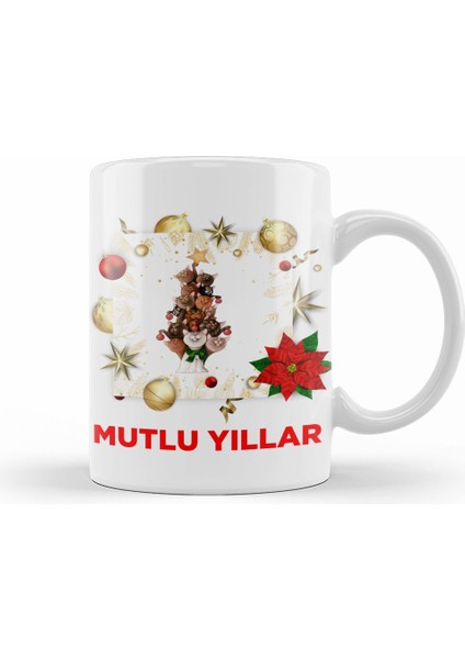 Yılbaşı Yeni Yıl Konseptli Mutlu Yıllar Hediye Kupa Bardak Porselen