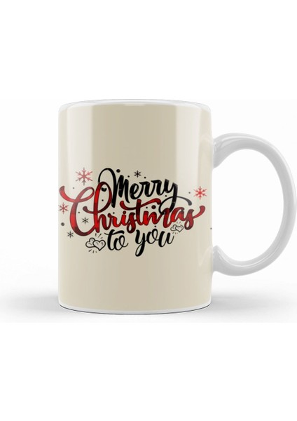 Yılbaşı Yeni Yıl Konseptli Merry Christmas To You Kupa Bardak Porselen