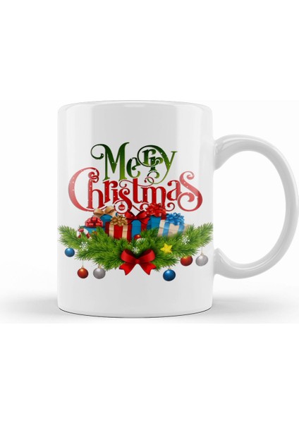 Yılbaşı Yeni Yıl Konseptli Merry Christmas 01 Kupa Bardak Porselen