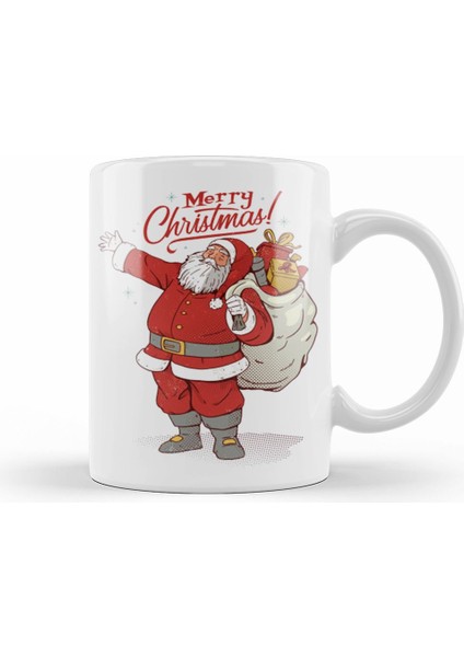 Yılbaşı Yeni Yıl Konseptli Noel Baba Merry Christmas 05 Kupa Bardak Porselen