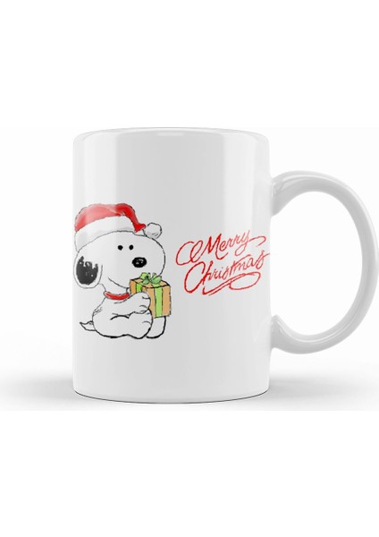 Yılbaşı Yeni Yıl Konseptli Snoopy Merry Christmas Kupa Bardak Porselen
