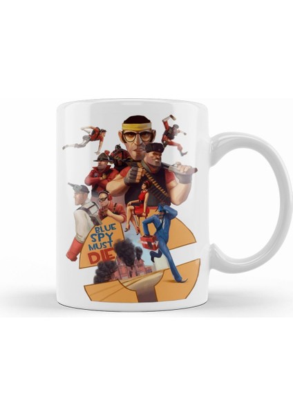 Team Fortress Blue Spay And Re Kupa Bardak Porselen