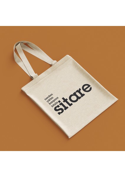 Sitare Tasarımlı Ham Bez Çanta