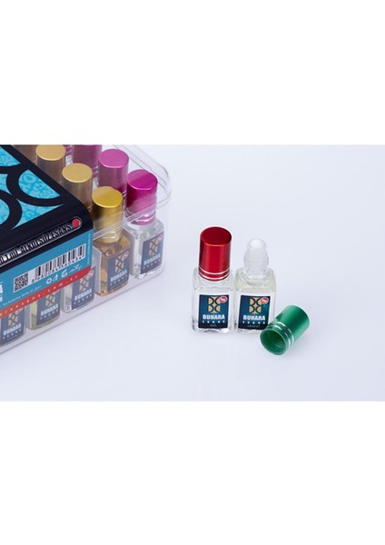 Buhara Alkolsüz Esans - Turkuaz Serisi 7 ml - Hac ve Umre Için Hediyelik - 32 Adet - 1 Kutu modelleri