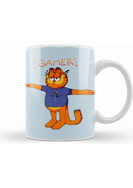 Gamer Garfield Crazy Frog T Pose Kupa Bardak Porselen