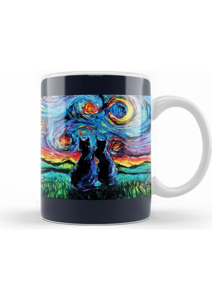 Cat Van Gogh's Cats Kedi Kupa Bardak Porselen