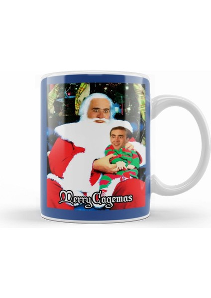 Merry Cagemas Santa Knee Nicolas Cage Christmas Kupa Bardak Porselen