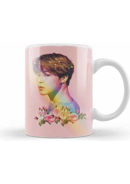 Bts Jimin Çiçekli Kupa Bardak Porselen