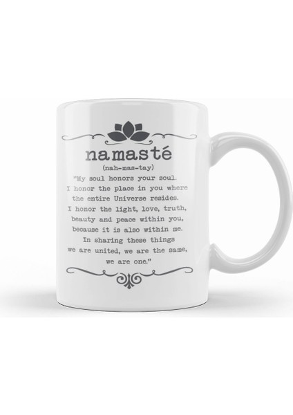 Namaste Yazı Meditasyon 01 Kupa Bardak Porselen