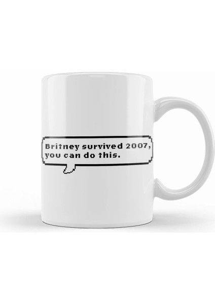 Britney Survived 2007 Text Kupa Bardak Porselen
