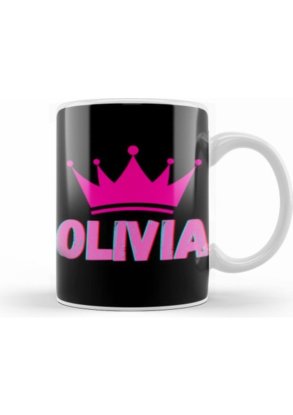 Olivia Name Personalized Custom Vintage Retro Rainbow Style Design Gift Baby Gift For Her Kupa Bardak Porselen