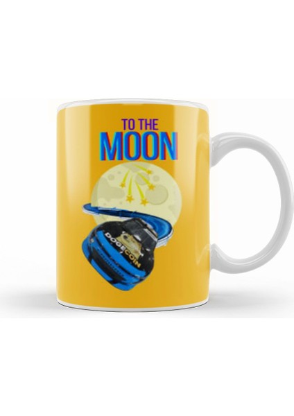 Dogecar To The Moon Dogecoin Crypto Logo Merch Kupa Bardak Porselen