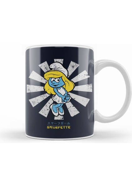 Smurfette Retro Japanese Smurfs Kupa Bardak Porselen