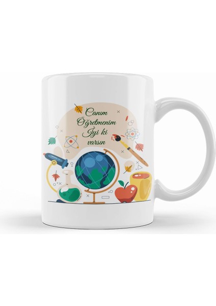 Öğretmenler Günü Öğretmene Hediye 07 Kupa Bardak Porselen