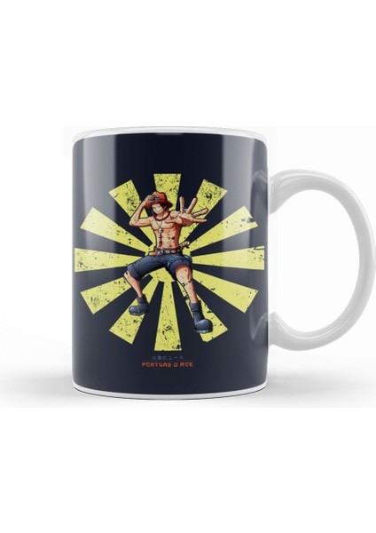 Portgas D Ace Retro Japanese One Piece Kupa Bardak Porselen