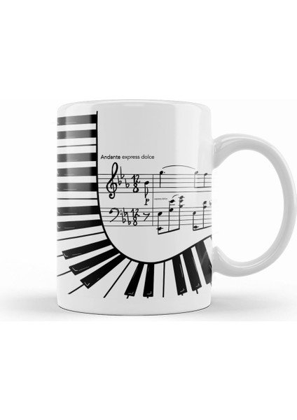 Piyano Müzik Notaları Kupa Bardak Porselen