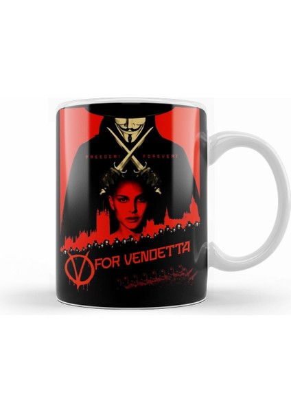 V For Vendetta Freedom Kupa Bardak Porselen