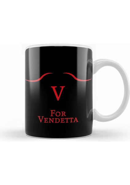 V For Vendetta Silüet Kupa Bardak Porselen