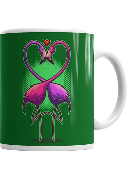Aşk Kuşları Flamingo Kupa Bardak Porselen
