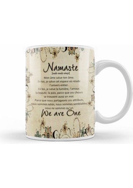 Yoga Namaste Yazı Meditasyon 02 Kupa Bardak Porselen