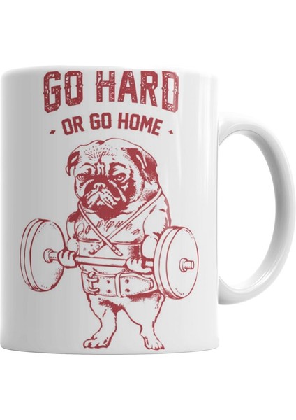 Pug Bodybuilder Sıkı Çalış Yada Git Pug Köpek Tişort Pug Kupa Bardak Porselen