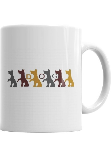 6 Dogs Pug Köpek Kupa Bardak Porselen