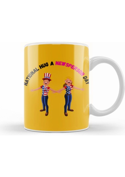 National Hug A Newsperson Kupa Bardak Porselen