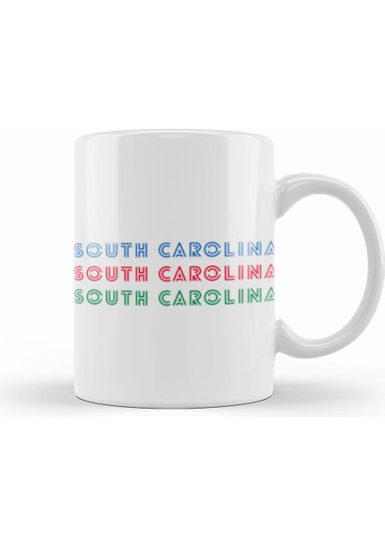 South Carolina State Flag Gift Vintage Retro Rainbow Style Kupa Bardak Porselen