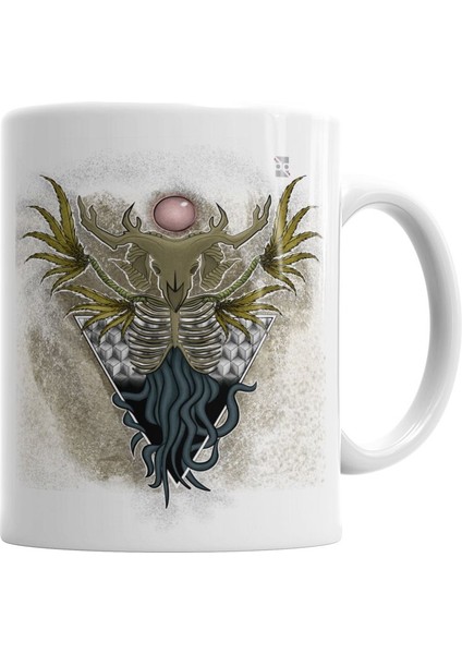 Skull Devil Color Branca Kupa Bardak Porselen