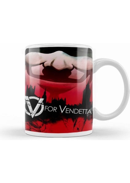 V For Vendetta Freedom Mask Kupa Bardak Porselen
