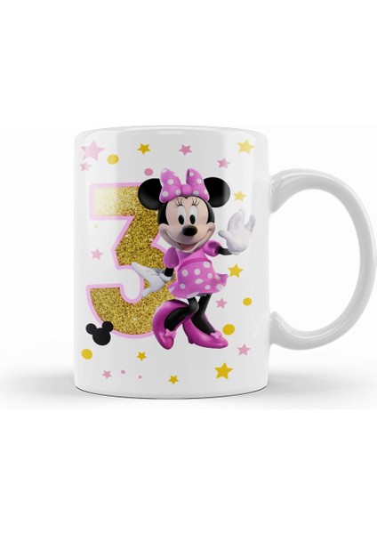 Mini Fare Minnie Mouse 3 Üç Yaş Hediyesi Kupa Bardak Porselen