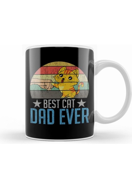 Best Cat Dad Ever Funny Cat Daddy Father Day Vintage 05 Kupa Bardak Porselen