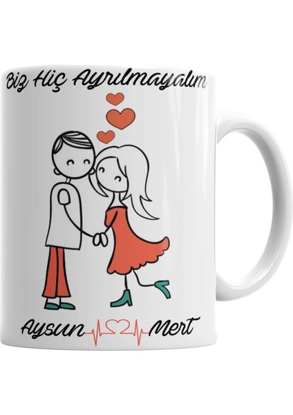 Kişiye Özel Aşk Sevgiliye Ellerimi Hiç Bırakma Kupa Bardak Porselen