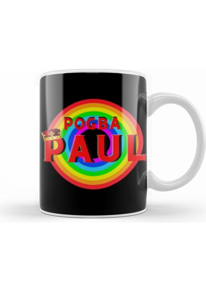 Paul Pogba Vintage Retro Rainbow Style Kupa Bardak Porselen